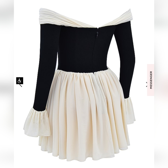 **1 Large Left!**House of CB Alana Black & Cream Off Shoulder Dress - Picture 12 of 15